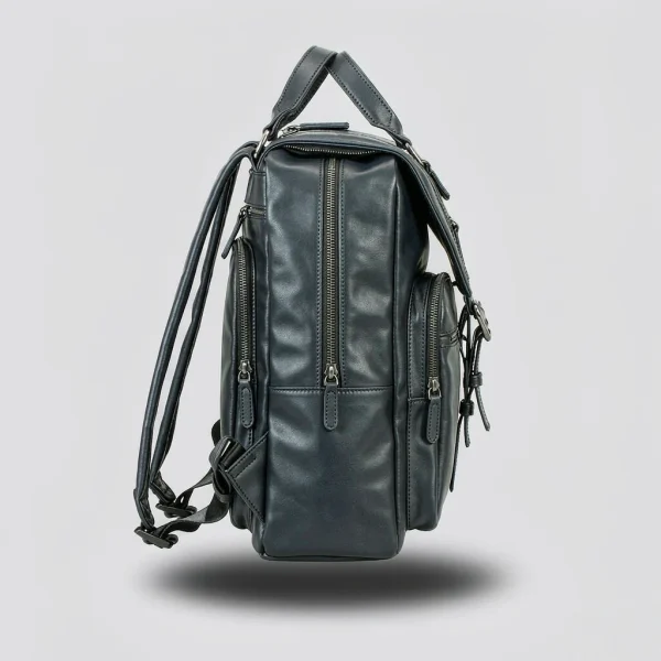 Black leather backpack