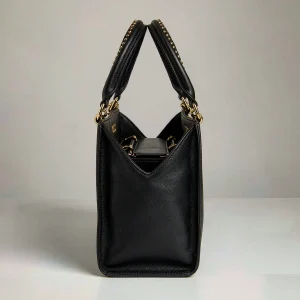 Elva Structured Tote Black structured leather tote bag
