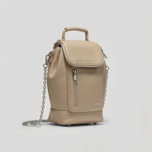 Beige leather mini backpack