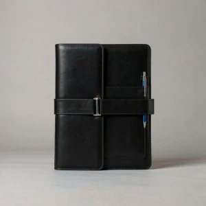 Black leather portfolio document holder