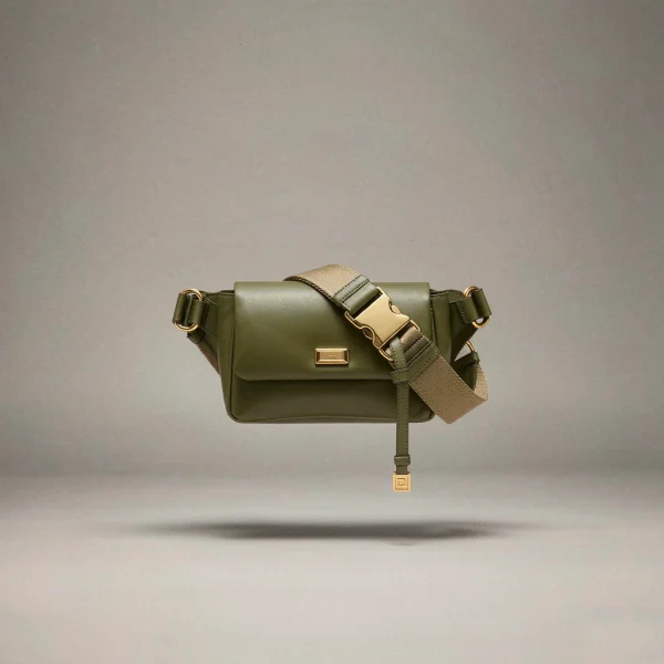 Olive green leather belt bag