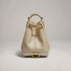 Cream leather top-handle bag