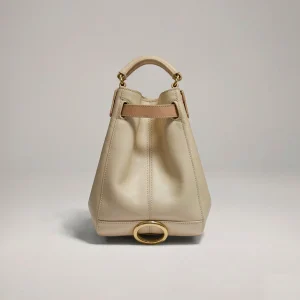 Cream leather top-handle bag