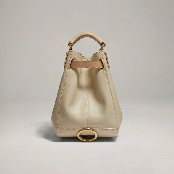 Cream leather top-handle bag